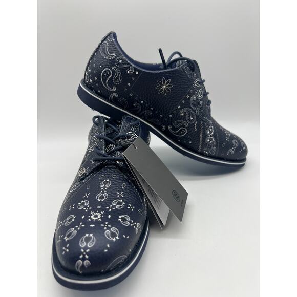 G/FORE Bandana Gallivanter Golf Shoes Navy Twilight Pebble Leather Size 7.5 - Picture 14 of 16